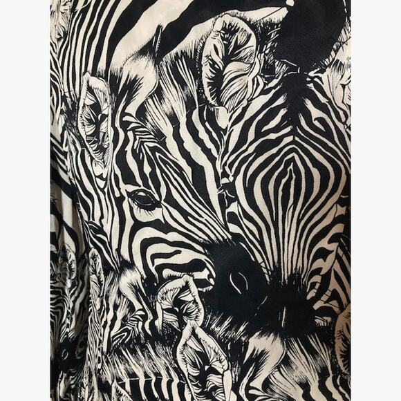 🦓 7 For All Mankind - Zebra Print Tie-Neck Blouse - Size S 🦓 - Picture 6 of 8